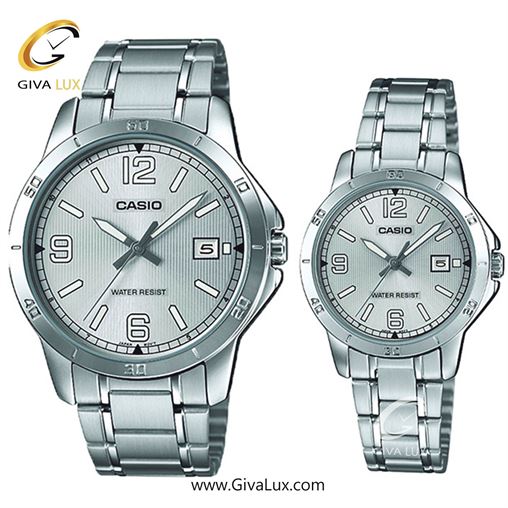 ساعت مچی اورجینال ست کاسیو Casio نقره ای | نقره ای| نقره ای| کد رفرنس زنانه: LTP-V004D-7B2UDF، مردانه: MTP-V004D-7B2UDF